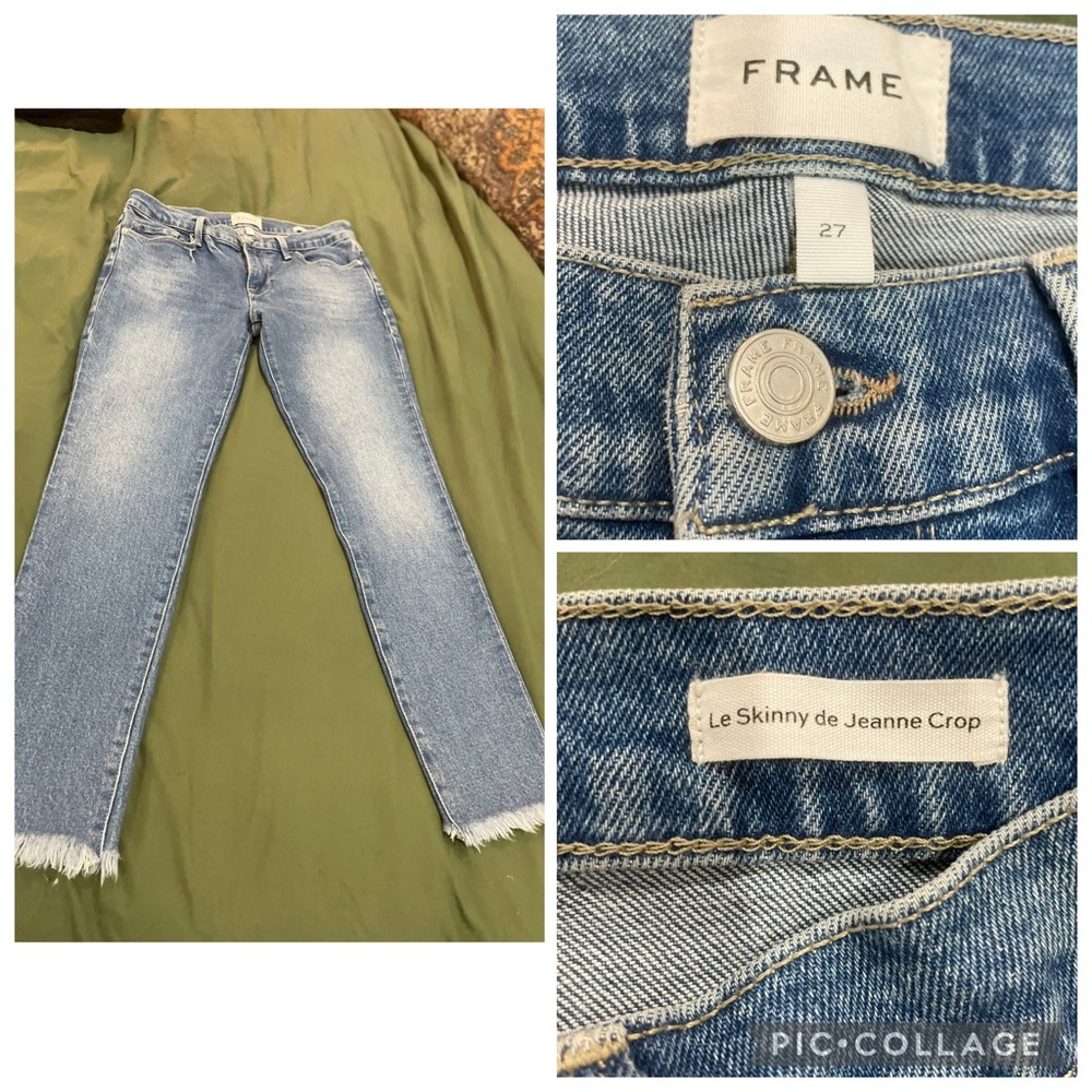 Frame Denim Jeanne de crop, distressed low-rise cropped jean, size 27 (US 4)